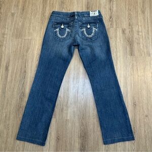 True Religion Made in USA Straight Leg Jeans Crystal Flap Pockets Size 32 Y2K